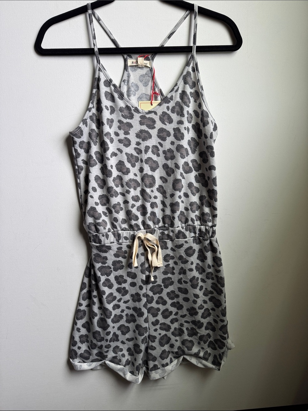 Rolla Coster Gray Leopard Print Spaghetti-Strap Romper